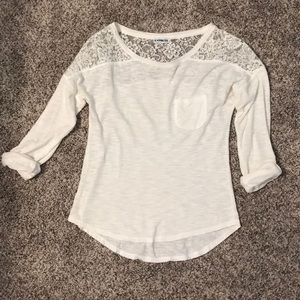 Express white lace 3/4 sleeve shirt